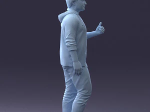 000213 Casual Young Man in Green Polo and Hoodie 1121 3D Model