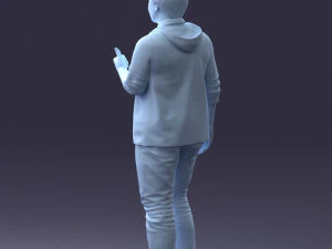 000213 Casual Young Man in Green Polo and Hoodie 1121 3D Model