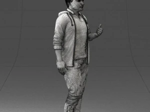000213 Casual Young Man in Green Polo and Hoodie 1121 3D Model