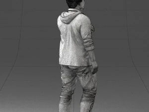 000213 Casual Young Man in Green Polo and Hoodie 1121 3D Model