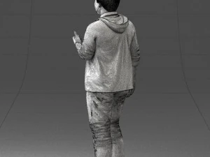 000213 Casual Young Man in Green Polo and Hoodie 1121 3D Model