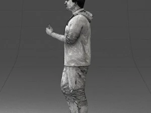 000213 Casual Young Man in Green Polo and Hoodie 1121 3D Model