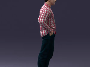 000214 Relaxed Man in Checkered Shirt 1121 3D Model