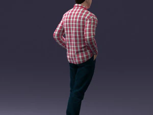 000214 Relaxed Man in Checkered Shirt 1121 3D Model