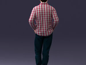 000214 Relaxed Man in Checkered Shirt 1121 3D Model