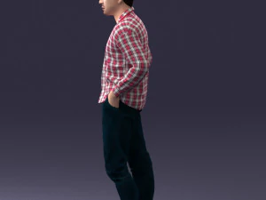 000214 Relaxed Man in Checkered Shirt 1121 3D Model