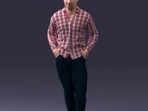 000214 Relaxed Man in Checkered Shirt 1121 3D Model
