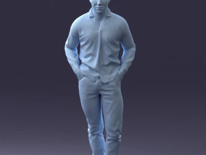 000214 Relaxed Man in Checkered Shirt 1121 3D Model