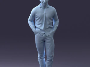 000214 Relaxed Man in Checkered Shirt 1121 3D Model