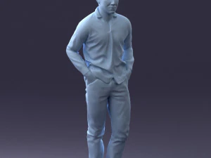 000214 Relaxed Man in Checkered Shirt 1121 3D Model