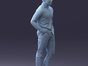 000214 Relaxed Man in Checkered Shirt 1121 3D Model