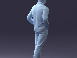 000214 Relaxed Man in Checkered Shirt 1121 3D Model