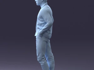 000214 Relaxed Man in Checkered Shirt 1121 3D Model