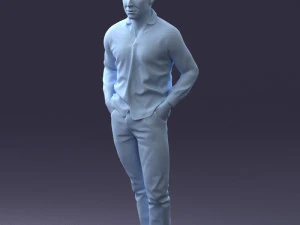 000214 Relaxed Man in Checkered Shirt 1121 3D Model