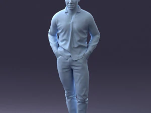 000214 Relaxed Man in Checkered Shirt 1121 3D Model