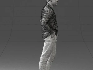 000214 Relaxed Man in Checkered Shirt 1121 3D Model