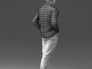 000214 Relaxed Man in Checkered Shirt 1121 3D Model