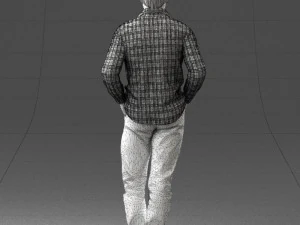 000214 Relaxed Man in Checkered Shirt 1121 3D Model