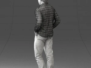 000214 Relaxed Man in Checkered Shirt 1121 3D Model
