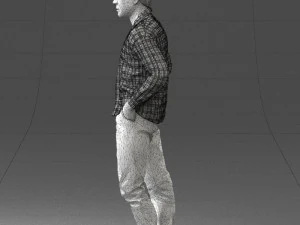 000214 Relaxed Man in Checkered Shirt 1121 3D Model