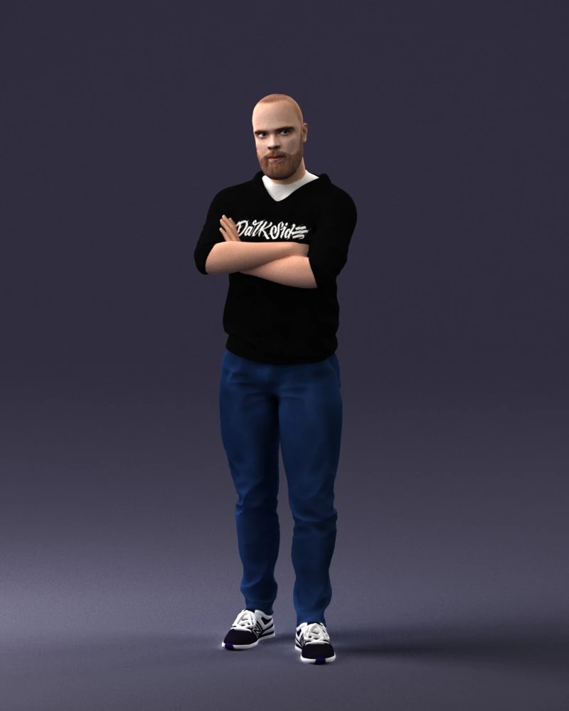 000215 Lifelike 3D Scanned Man Realistic Urban Male Model 1121 3D Model .c4d .max .obj .3ds .fbx .stl .blend