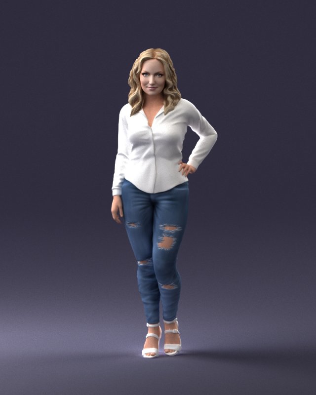 girl in jeans 1121-6 3D Model .c4d .max .obj .3ds .fbx .stl .blend 