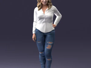 000211 Woman in Jeans and Blouse 1121 3D Model