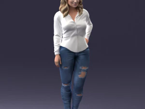 000211 Woman in Jeans and Blouse 1121 3D Model