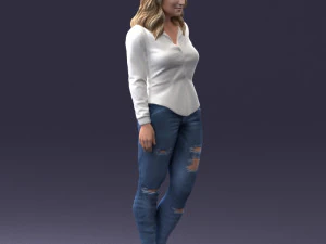 000211 Woman in Jeans and Blouse 1121 3D Model