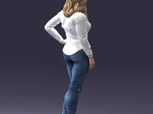 000211 Woman in Jeans and Blouse 1121 3D Model