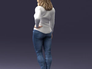 000211 Woman in Jeans and Blouse 1121 3D Model