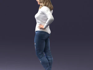 000211 Woman in Jeans and Blouse 1121 3D Model
