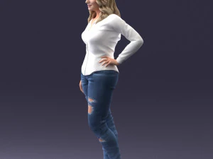 000211 Woman in Jeans and Blouse 1121 3D Model