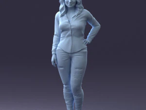 000211 Woman in Jeans and Blouse 1121 3D Model