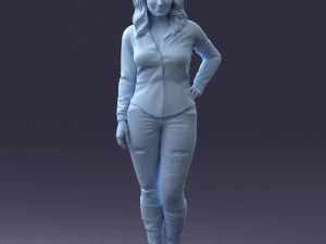 000211 Woman in Jeans and Blouse 1121 3D Model