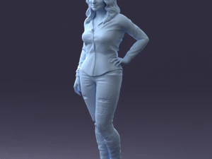 000211 Woman in Jeans and Blouse 1121 3D Model