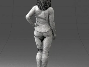 000211 Woman in Jeans and Blouse 1121 3D Model