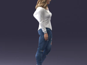 000211 Woman in Jeans and Blouse 1121 3dp 3D Print Model