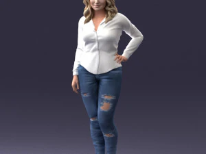 000211 Woman in Jeans and Blouse 1121 3dp 3D Print Model