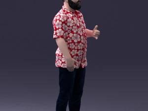 000216 Homem barbudo com camisa havaiana Modelo de digitaliza&ccedil;&atilde;o 3D realista 1121 Modelo 3D