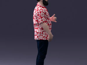 000216 Homem barbudo com camisa havaiana Modelo de digitaliza&ccedil;&atilde;o 3D realista 1121 Modelo 3D