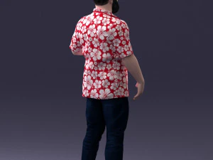 000216 Homem barbudo com camisa havaiana Modelo de digitaliza&ccedil;&atilde;o 3D realista 1121 Modelo 3D