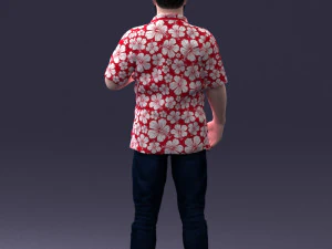 000216 Homem barbudo com camisa havaiana Modelo de digitaliza&ccedil;&atilde;o 3D realista 1121 Modelo 3D