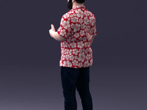 000216 Homem barbudo com camisa havaiana Modelo de digitaliza&ccedil;&atilde;o 3D realista 1121 Modelo 3D