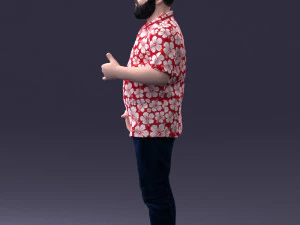 000216 Homem barbudo com camisa havaiana Modelo de digitaliza&ccedil;&atilde;o 3D realista 1121 Modelo 3D