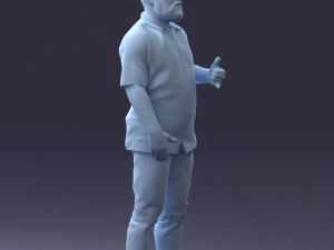 000216 Homem barbudo com camisa havaiana Modelo de digitaliza&ccedil;&atilde;o 3D realista 1121 Modelo 3D