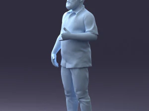 000216 Homem barbudo com camisa havaiana Modelo de digitaliza&ccedil;&atilde;o 3D realista 1121 Modelo 3D