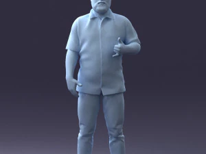 000216 Homem barbudo com camisa havaiana Modelo de digitaliza&ccedil;&atilde;o 3D realista 1121 Modelo 3D