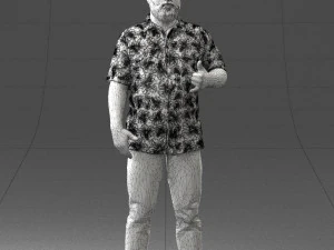 000216 Homem barbudo com camisa havaiana Modelo de digitaliza&ccedil;&atilde;o 3D realista 1121 Modelo 3D