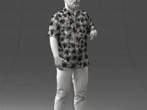 000216 Homem barbudo com camisa havaiana Modelo de digitaliza&ccedil;&atilde;o 3D realista 1121 Modelo 3D